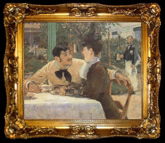 framed  Edouard Manet In the Garden Restaurant of Pere Lathuille, ta009-2